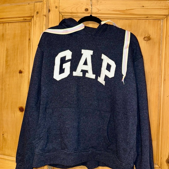 GAP Navy Hoodie with Multicolor Drawstrings - Picture 2 of 5